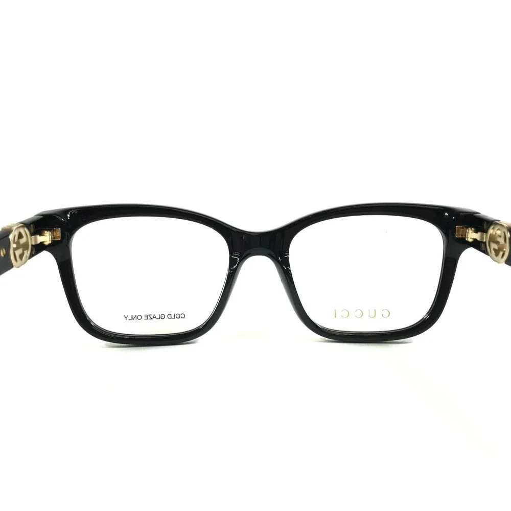 Gucci Eyeglasses Frames GG1025OZ 004 Shiny Black Gold Cat Eye Full Rim 51-18-140 - Picture 7 of 11
